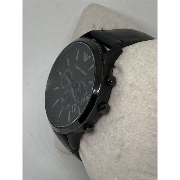 Emporio Armani Sportivo AR-2461 Men Black Leather Analog Dial Quartz Watch MP519 - Picture 4 of 12